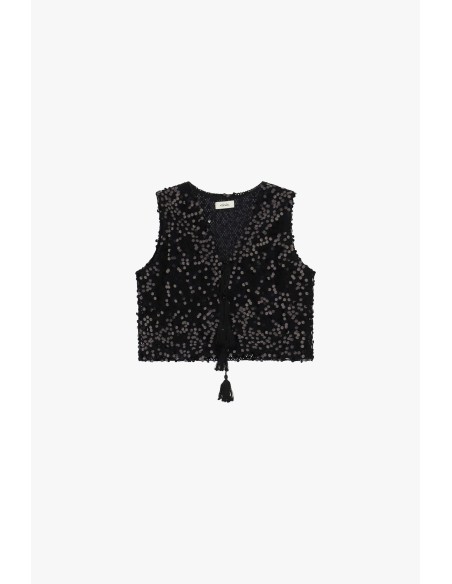 Top calado com tirinhas e detalhes decorativos Dixie