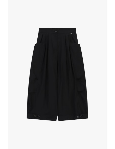 Calças Palazzo Cropped Com Pregas E Bolsos Amplos Dixie