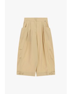 Calças palazzo cropped com pregas e bolsos largos Dixie