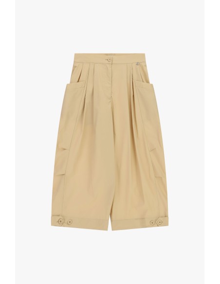 Calças palazzo cropped com pregas e bolsos largos Dixie