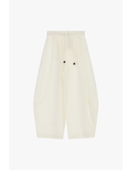 Calças Palazzo Cropped com Elástico e Cordão Dixie