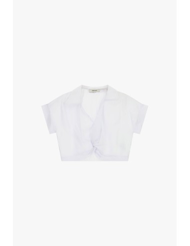 Top cropped com nó frontal e mangas curtas Dixie