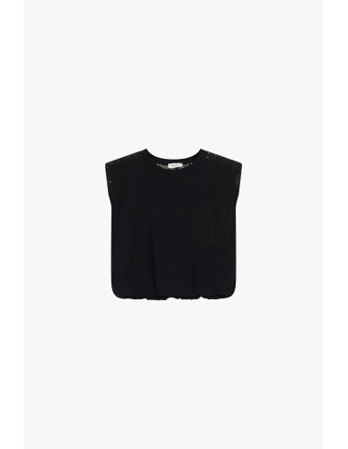 Top com ombros largos e bolso perfurado Dixie
