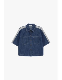 Camisa Ganga Mangas Curtas com Perfis Estampados Please