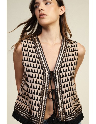 Gilet Con Motivo Geometrico E Frange Dixie - Vestiti Firmati Life S...