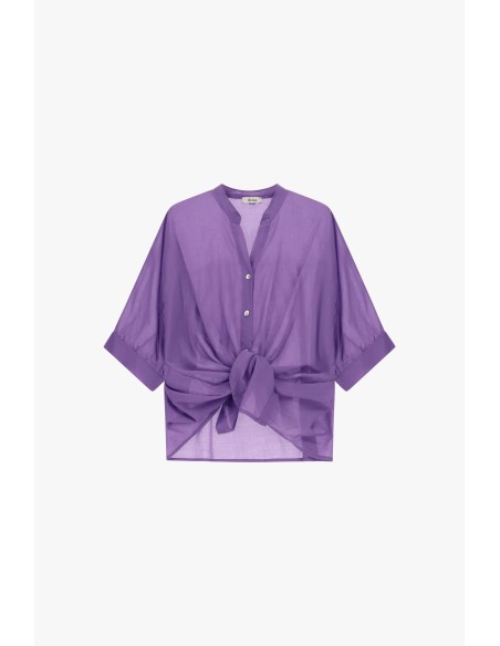 Camicia Cropped Con Nodo Frontale E Maniche Risvoltate Dixie - Vest...