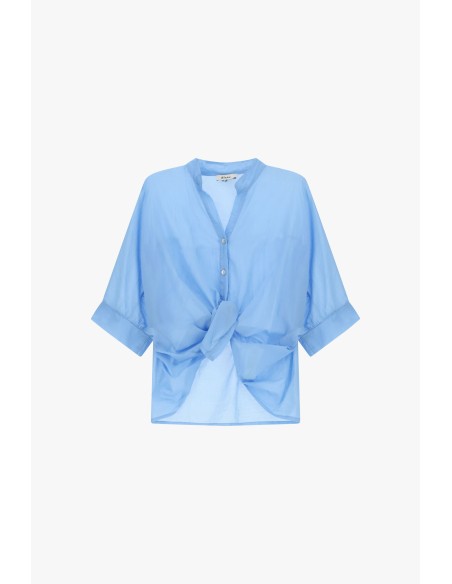 Camicia Cropped Con Nodo Frontale E Maniche Risvoltate Dixie - Vest...