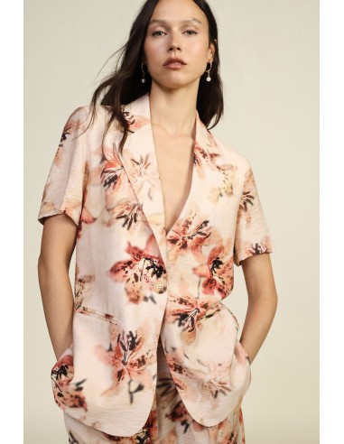 Blazer Estampa Floral Mangas Curtas Dixie