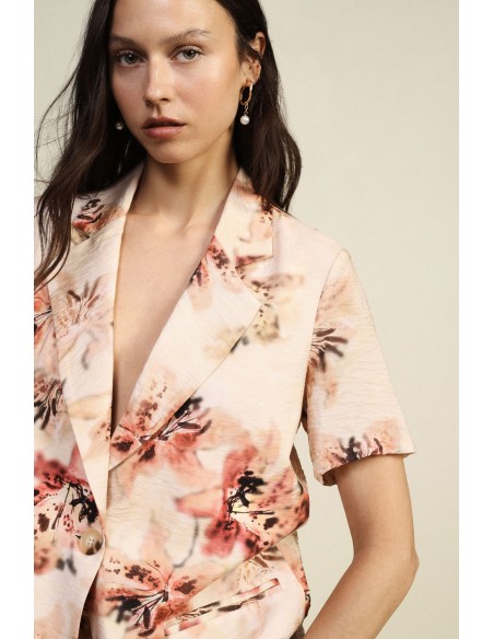 Blazer Estampado Floral Mangas Curtas Dixie