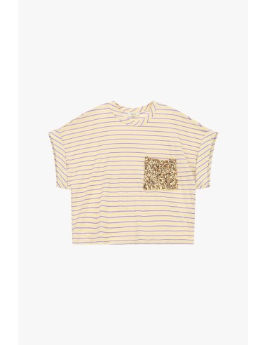 T-shirt às riscas com bolso aplicado de lantejoulas Dixie