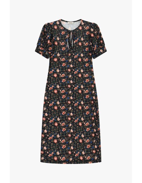 Vestido Midi com Estampa Floral e Decote em V Dixie