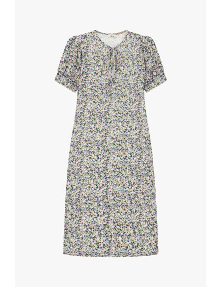 Vestido Midi com Estampa Floral e Mangas Curtas Dixie