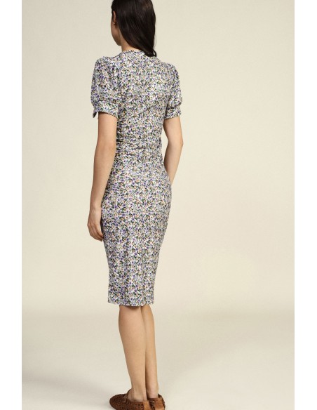 Vestido midi com estampa floral e mangas curtas Dixie