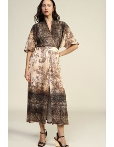 Abito Lungo Stampa Paisley Cintura Tessuto Ampio Dixie - Vestiti Fi...
