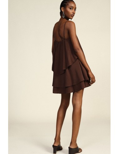 Vestido Curto com Folhos e Alças Finas Dixie