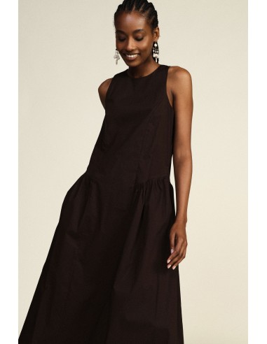 Vestido midi evasado sem mangas Dixie