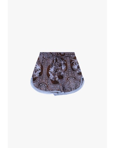 Shorts Estampa Étnica com Borda em Renda Dixie
