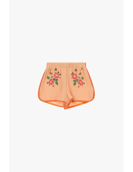 Shorts Bordados com Cintura Elástica e Acabamentos em Contraste Dixie