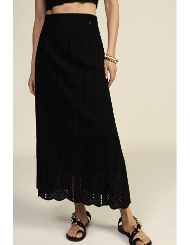 Saia Midi Rodada com Bordado Ajourado Dixie