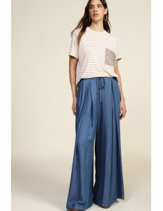 Pantaloni Palazzo Con Pieghe E Vita Elasticizzata Dixie - Vestiti F...