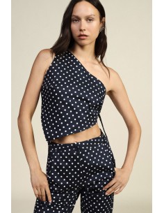 Top Asimmetrico A Pois Con Nodo Laterale Dixie - Vestiti Firmati Li...