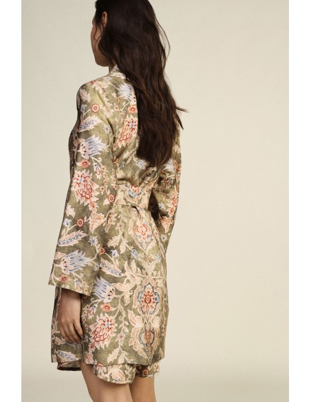 Casaco duster estampado floral com cinto Dixie