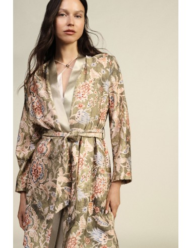 Casaco Duster com Estampa Floral e Cinto Dixie