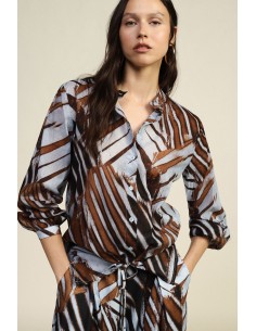 Camicia Fantasia Con Nodo Frontale E Collo Alla Coreana Dixie - Ves... 2