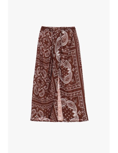 Saia Longa com Estampa Paisley e Abertura Frontal Dixie