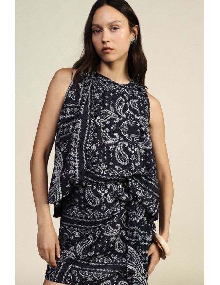 Top Svasato Con Stampa Paisley Patchwork Dixie - Vestiti Firmati Li...