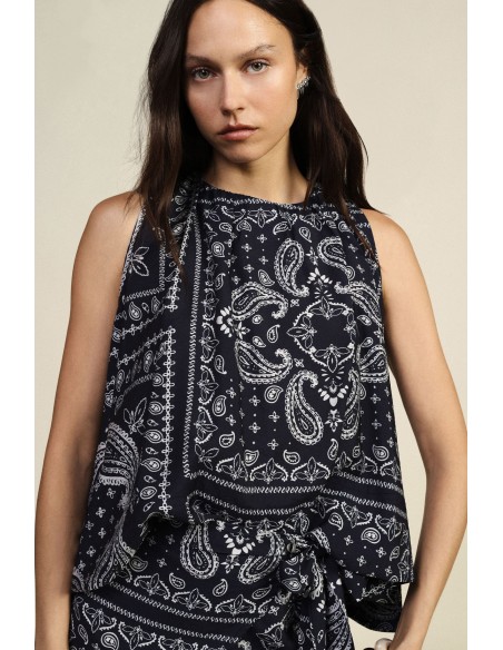 Top Svasato Con Stampa Paisley Patchwork Dixie - Vestiti Firmati Li...