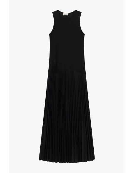 Vestido longo sem mangas com saia plissada Dixie
