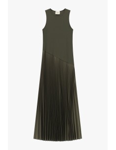 Vestido Longo Sem Mangas Com Saia Plissada Dixie
