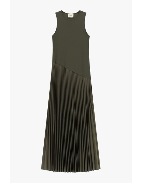 Vestido Longo Sem Mangas Com Saia Plissada Dixie