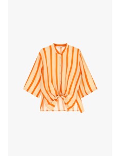 Camisa às riscas com nó frontal e mangas 3/4 Dixie 2