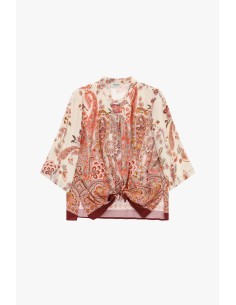 Blusa com padrão paisley e nó frontal Dixie