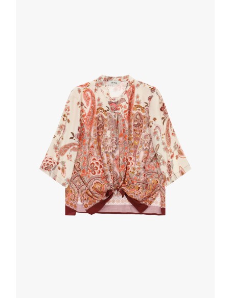 Blusa com padrão paisley e nó frontal Dixie