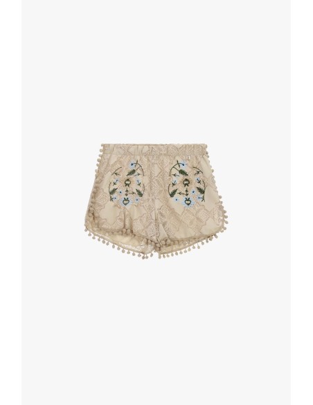 Shorts Bordados Com Acabamento Em Pompons Dixie