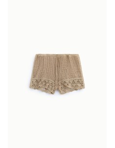 Shorts de corte regular com trabalho vazado e borda em crochet Dixie 2