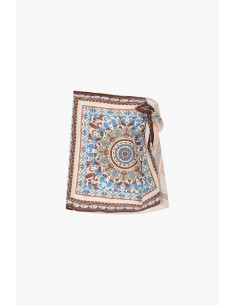 Saia curta transpassada com estampado foulard Dixie