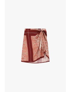 Saia curta com estampa paisley e nó lateral Dixie