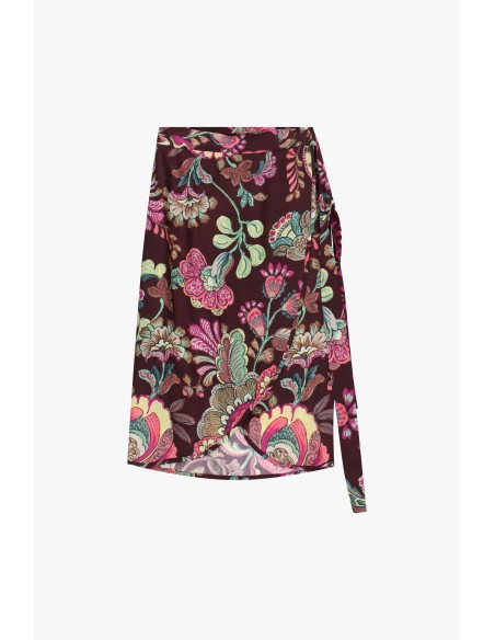 Saia transpassada com estampa floral de comprimento médio Dixie