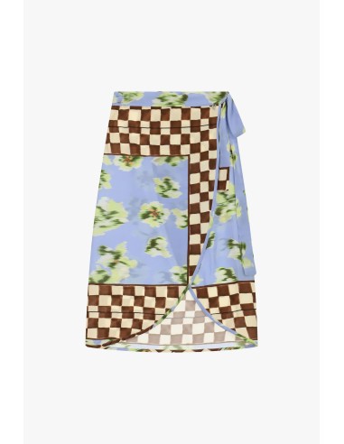 Saia midi envelope com estampa patchwork Dixie
