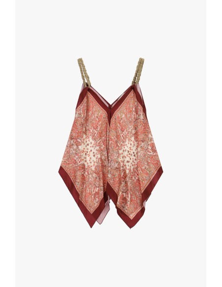 Top com alças trançadas e estampa paisley Dixie