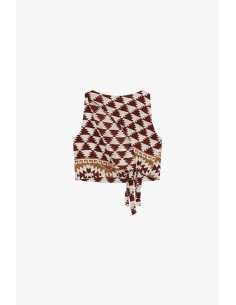 Top curto estampado geométrico com nó ajustável Dixie 2