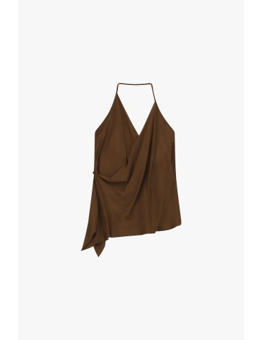 Top drapeado com decote halter Dixie