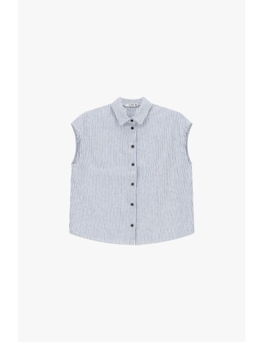 Camisa sem mangas às riscas com colarinho clássico Please