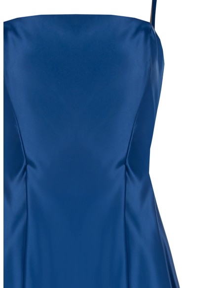 Vestido Midi Evasê em Cetim Duchesse com Bolsos Rinascimento