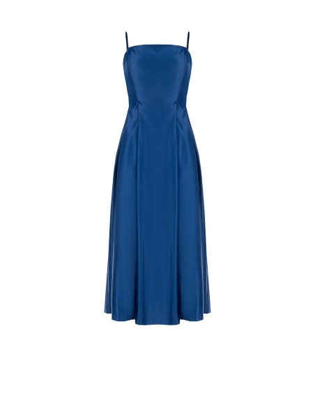Vestido Midi Rodado em Cetim Duchesse com Bolsos Rinascimento
