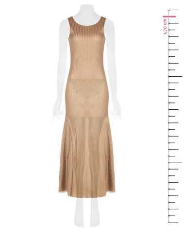 Vestido Longo Corte Sereia em Tecido Laminado e Perfurado em Espiga Rinascimento